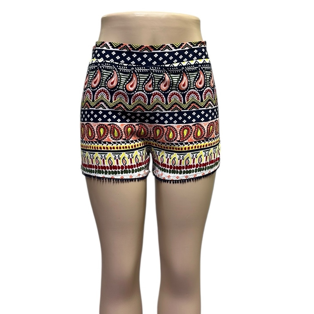 Olsenboye Multicolor Paisley Print Lightweight High Waist Pull On Shorts Medium